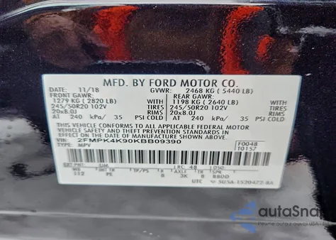 2019 Ford Edge Titanium из США, поврежденный, VIN 2FMPK4K90KBB09390